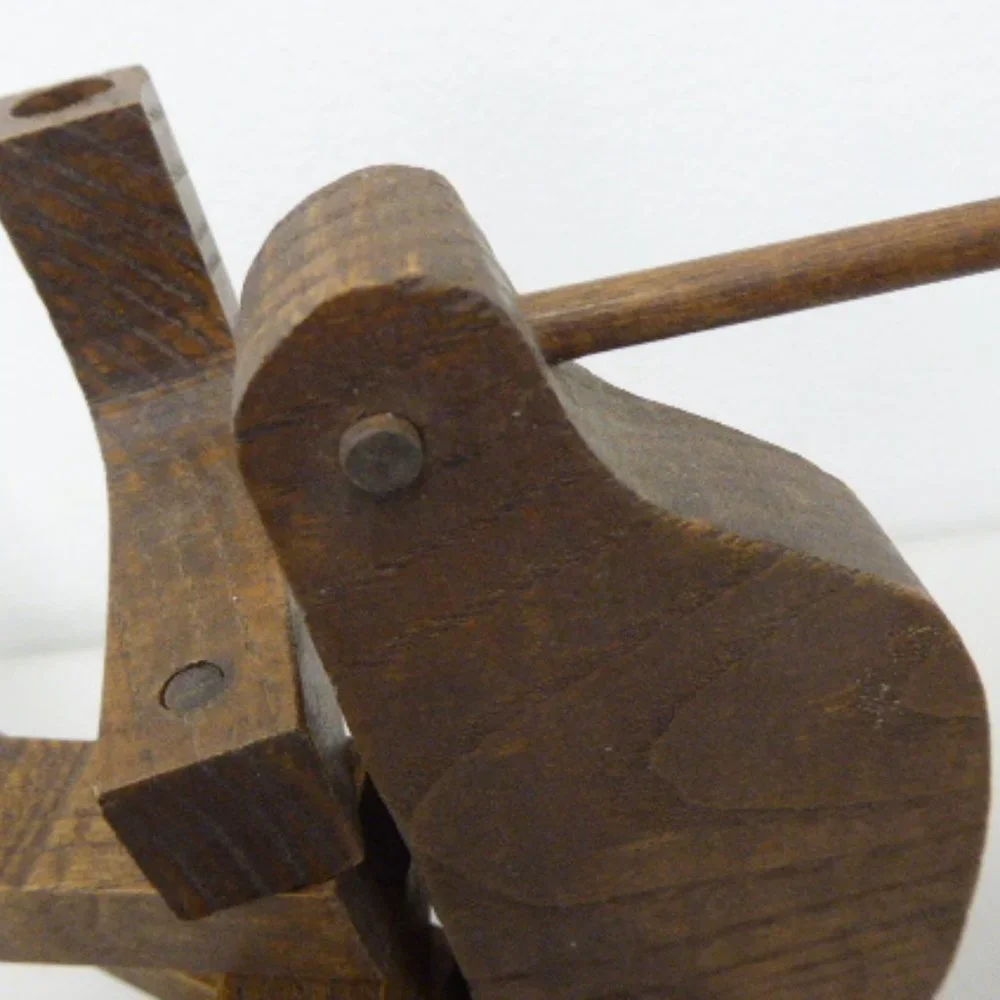 Danish Mid Century wooden candle holder collapsible teak moveable bird